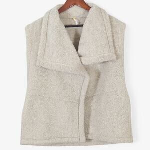 Lucy Faux Shearling Vest Gray Asymmetrical Open Front Size XL Minimalist